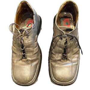 Vintage 90s Gino Rossi Weekend Leather Shoes Men 11M Olive Green Distressed Beat
